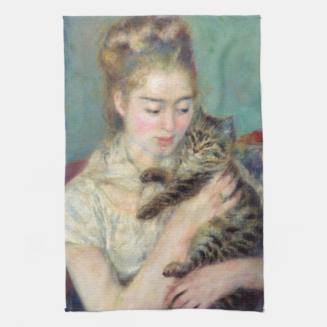 Pierre-Auguste Renoir - Woman with a Cat Kitchen Towel (Vertical)