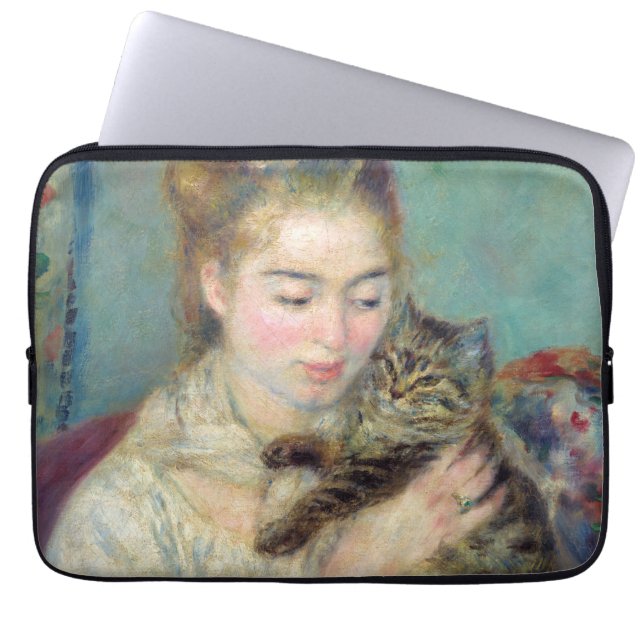 Pierre-Auguste Renoir - Woman with a Cat Laptop Sleeve (Front)