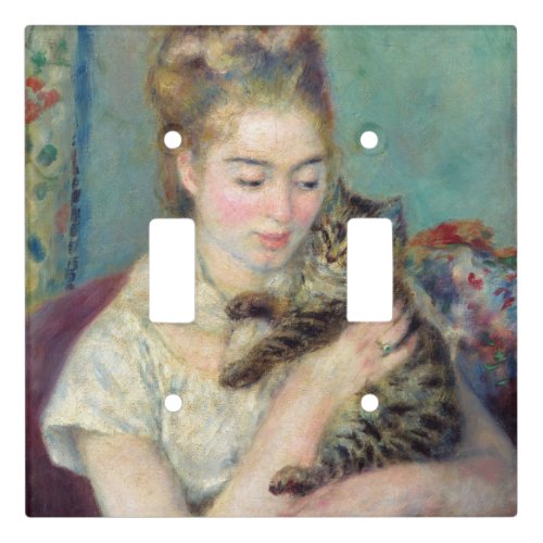 Pierre_Auguste Renoir _ Woman with a Cat Light Switch Cover