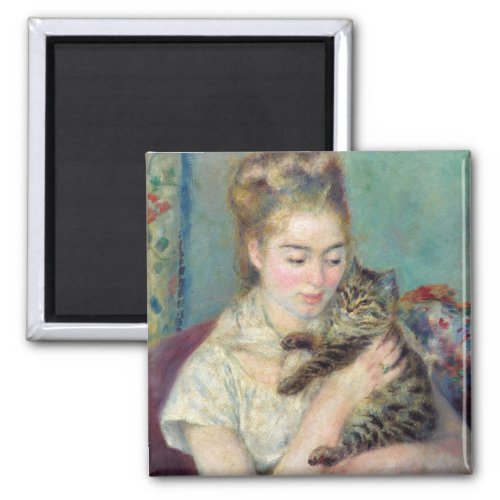 Pierre_Auguste Renoir _ Woman with a Cat Magnet