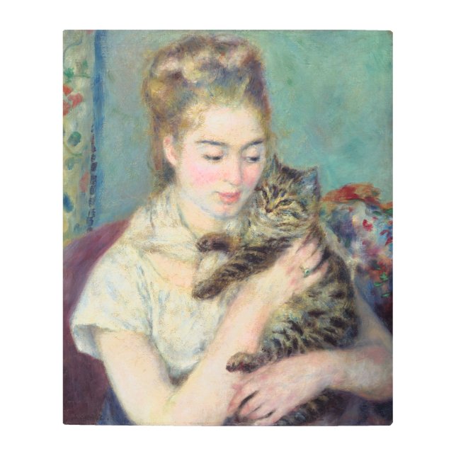 Pierre-Auguste Renoir - Woman with a Cat Metal Print (Front)