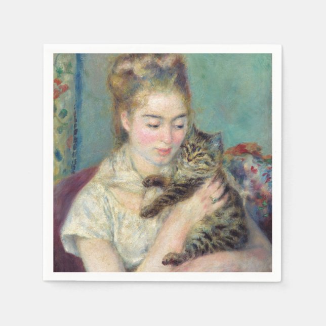 Pierre-Auguste Renoir - Woman with a Cat Napkins (Front)