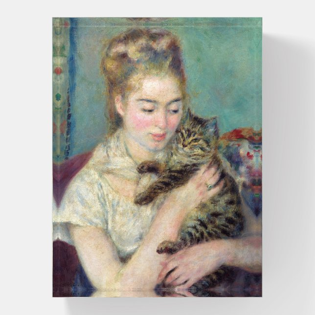 Pierre-Auguste Renoir - Woman with a Cat Paperweight (Vertical)