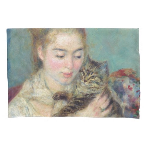 Pierre_Auguste Renoir _ Woman with a Cat Pillow Case
