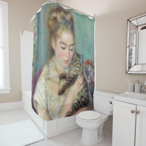 Pierre_Auguste Renoir _ Woman with a Cat Shower Curtain