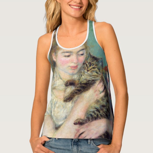Pierre-Auguste Renoir - Woman with a Cat Tank Top (Front)