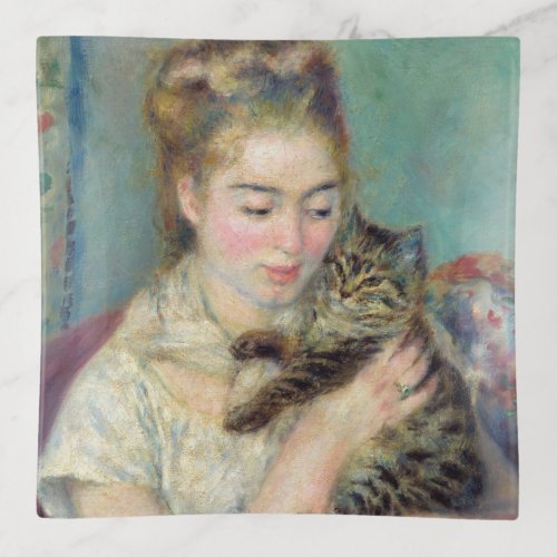 Pierre_Auguste Renoir _ Woman with a Cat Trinket Tray