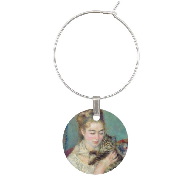Pierre-Auguste Renoir - Woman with a Cat Wine Charm (Front)