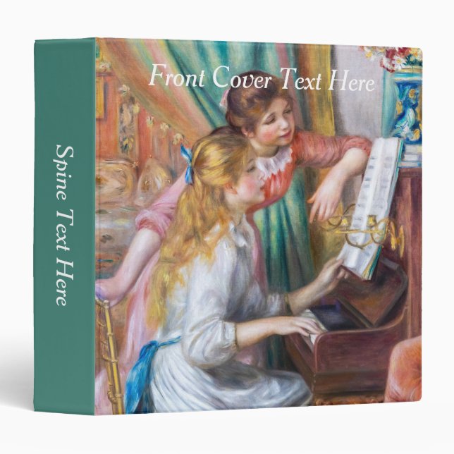 Pierre Auguste Renoir - Young Girls at the Piano 3 Ring Binder (Front/Spine)