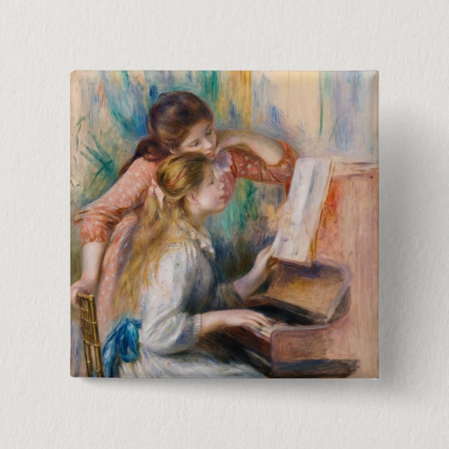 Pierre Auguste Renoir - Young Girls at the Piano Button (Front)