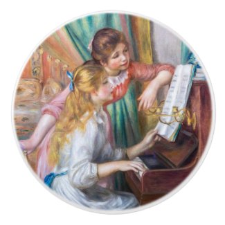 Pierre Auguste Renoir - Young Girls at the Piano Ceramic Knob