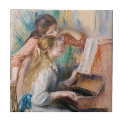 Pierre Auguste Renoir _ Young Girls at the Piano Ceramic Tile