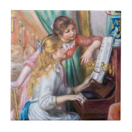 Pierre Auguste Renoir _ Young Girls at the Piano Ceramic Tile