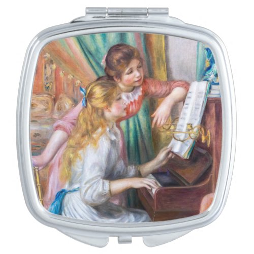 Pierre Auguste Renoir _ Young Girls at the Piano Compact Mirror