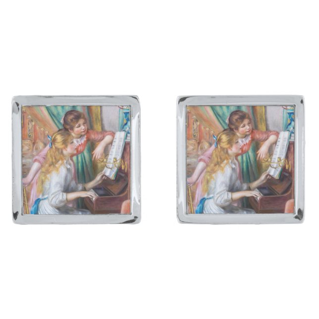 Pierre Auguste Renoir - Young Girls at the Piano Cufflinks (Front)
