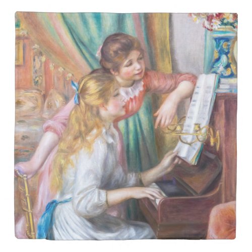 Pierre Auguste Renoir _ Young Girls at the Piano Duvet Cover