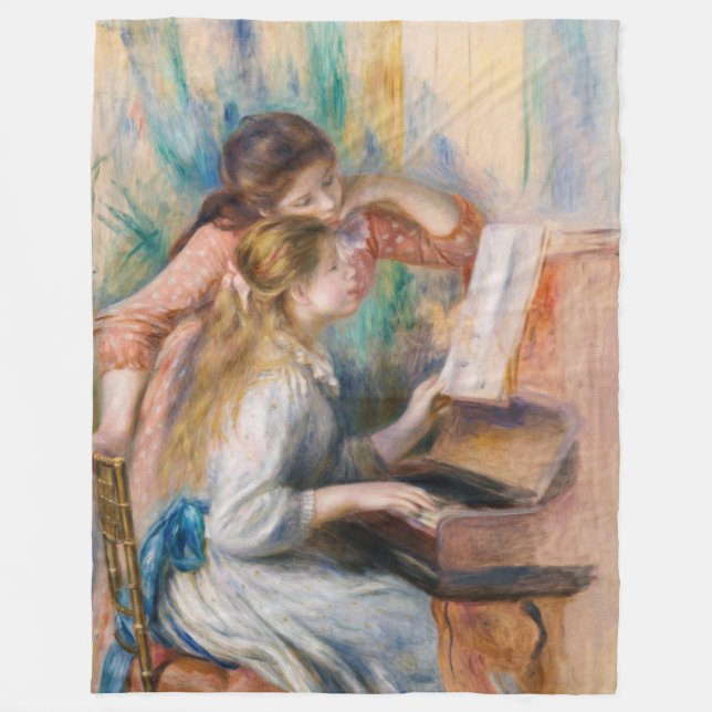 Pierre Auguste Renoir - Young Girls at the Piano Fleece Blanket (Front)