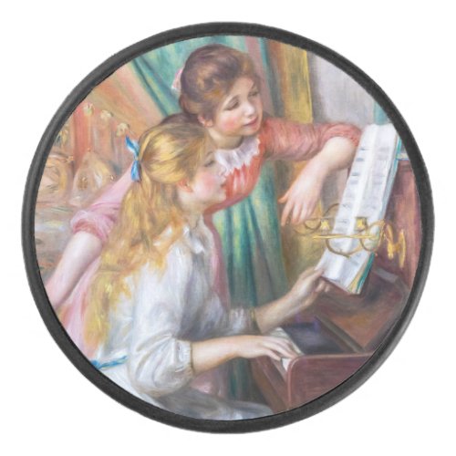 Pierre Auguste Renoir _ Young Girls at the Piano Hockey Puck