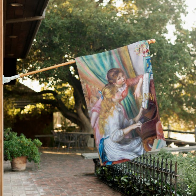 Pierre Auguste Renoir - Young Girls at the Piano House Flag (In SItu)
