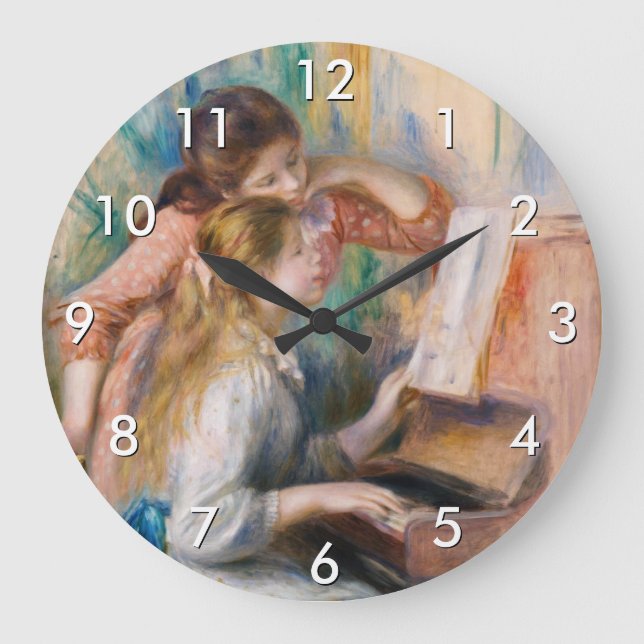 Pierre Auguste Renoir - Young Girls at the Piano Large Clock (Front)