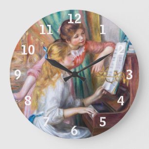 Pierre Auguste Renoir - Young Girls at the Piano Large Clock