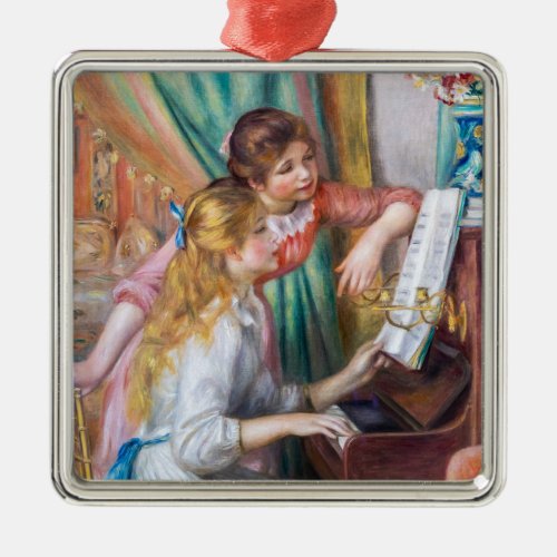 Pierre Auguste Renoir _ Young Girls at the Piano Metal Ornament