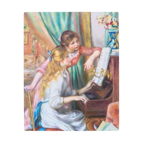 Pierre Auguste Renoir _ Young Girls at the Piano Metal Print