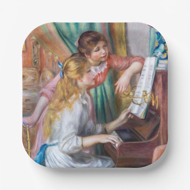Pierre Auguste Renoir - Young Girls at the Piano Paper Plates (Front)