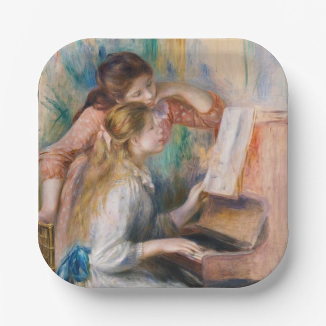 Pierre Auguste Renoir - Young Girls at the Piano Paper Plates (Front)
