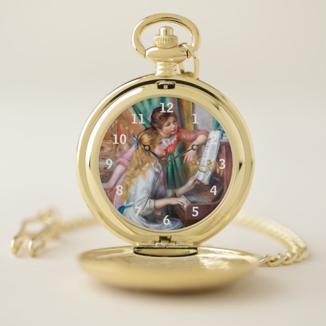 Pierre Auguste Renoir - Young Girls at the Piano Pocket Watch (Inside)