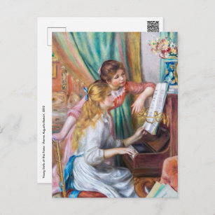 Pierre Auguste Renoir - Young Girls at the Piano Postcard