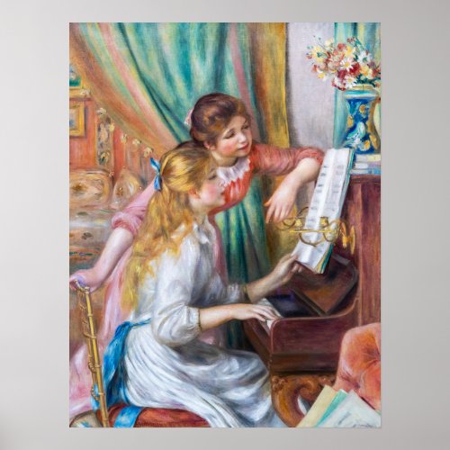 Pierre Auguste Renoir _ Young Girls at the Piano Poster