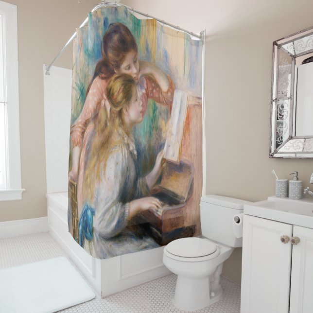 Pierre Auguste Renoir - Young Girls at the Piano Shower Curtain (In Situ)