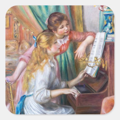 Pierre Auguste Renoir _ Young Girls at the Piano Square Sticker