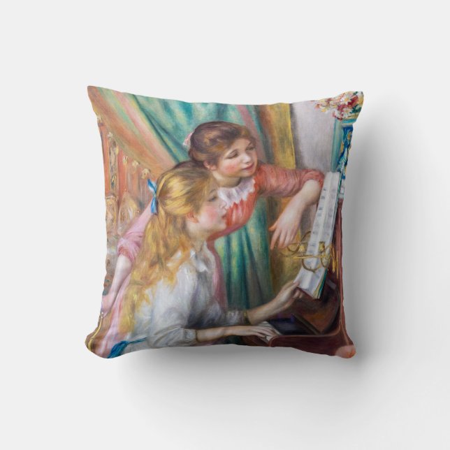 Pierre Auguste Renoir - Young Girls at the Piano Throw Pillow (Front)