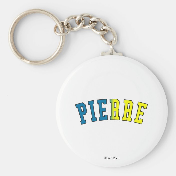 Pierre in South Dakota State Flag Colors Keychain
