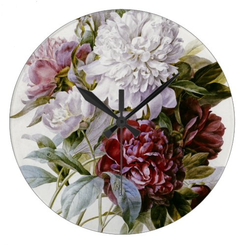 Pierre Joseph Redoute - A Bouquet Of Red Peonies Large Clock