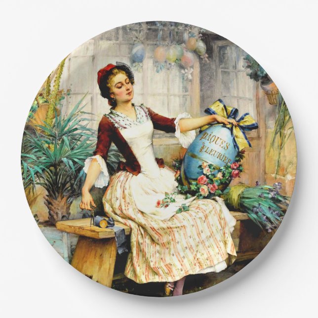 Pierre Outin - The Easter Egg, fine art painting Paper Plates (Front)