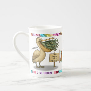 Pierre pelican's brilliant beak bone china mug