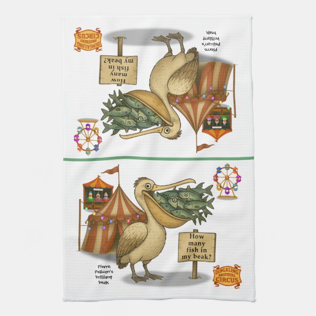 Pierre pelican's brilliant beak kitchen towel (Vertical)