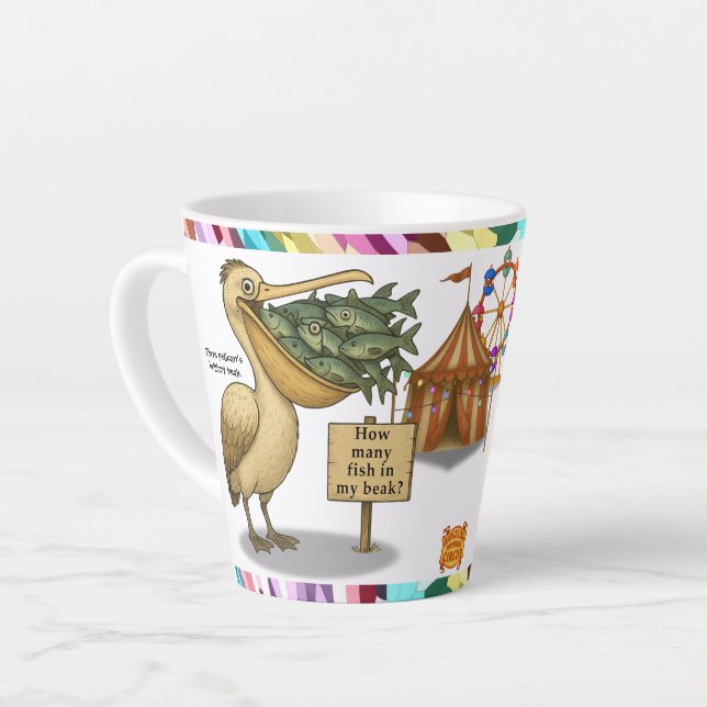 Pierre pelican's brilliant beak latte mug (Left Angle)