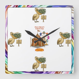 Pierre pelican's brilliant beak square wall clock
