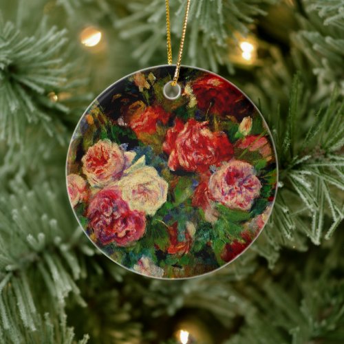 Pierre Renoir famous painting Roses Ceramic Ornament