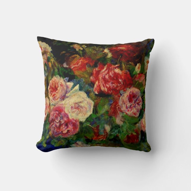 Pierre Renoir painting, Roses, Throw Pillow (Front)