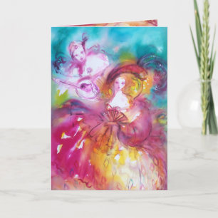 PIERROT AND ARLECCHINA Valentine's Day Holiday Card