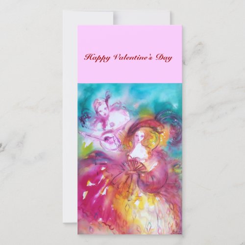 PIERROT AND ARLECCHINA Valentines Day Music Holiday Card