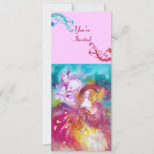 PIERROT AND ARLECCHINA Venetian Carnival, Invitation