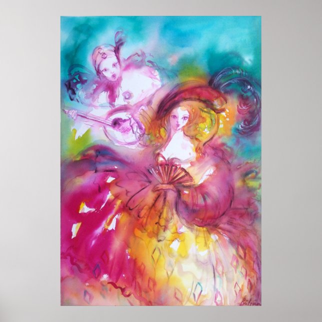 PIERROT AND ARLECCHINA Venetian Carnival, Poster (Front)