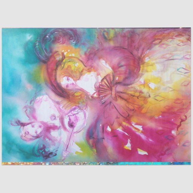 PIERROT AND ARLECCHINA Venetian Carnival Tissue Paper (Front)