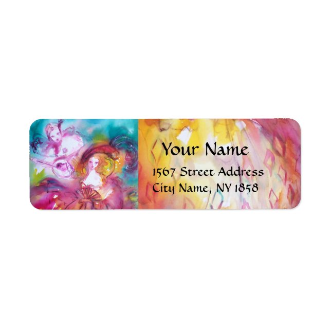 PIERROT AND ARLECCHINA Venetian Masquerade Masks Label (Front)